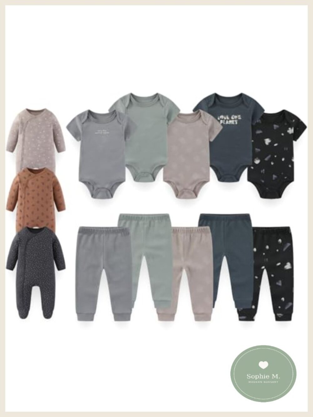 13Pcs Newborn Layette Set Baby Rompers Bodysuits Pants Pure Cotton